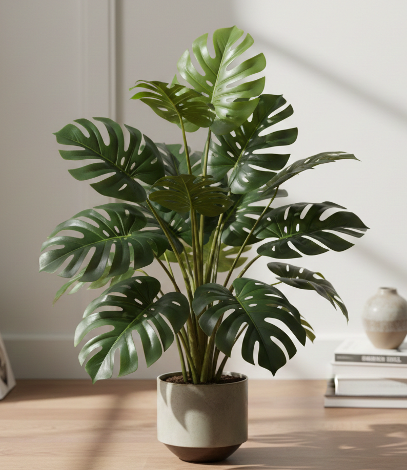 Árvore artificial decorativa verde em vaso para ambiente interno moderno